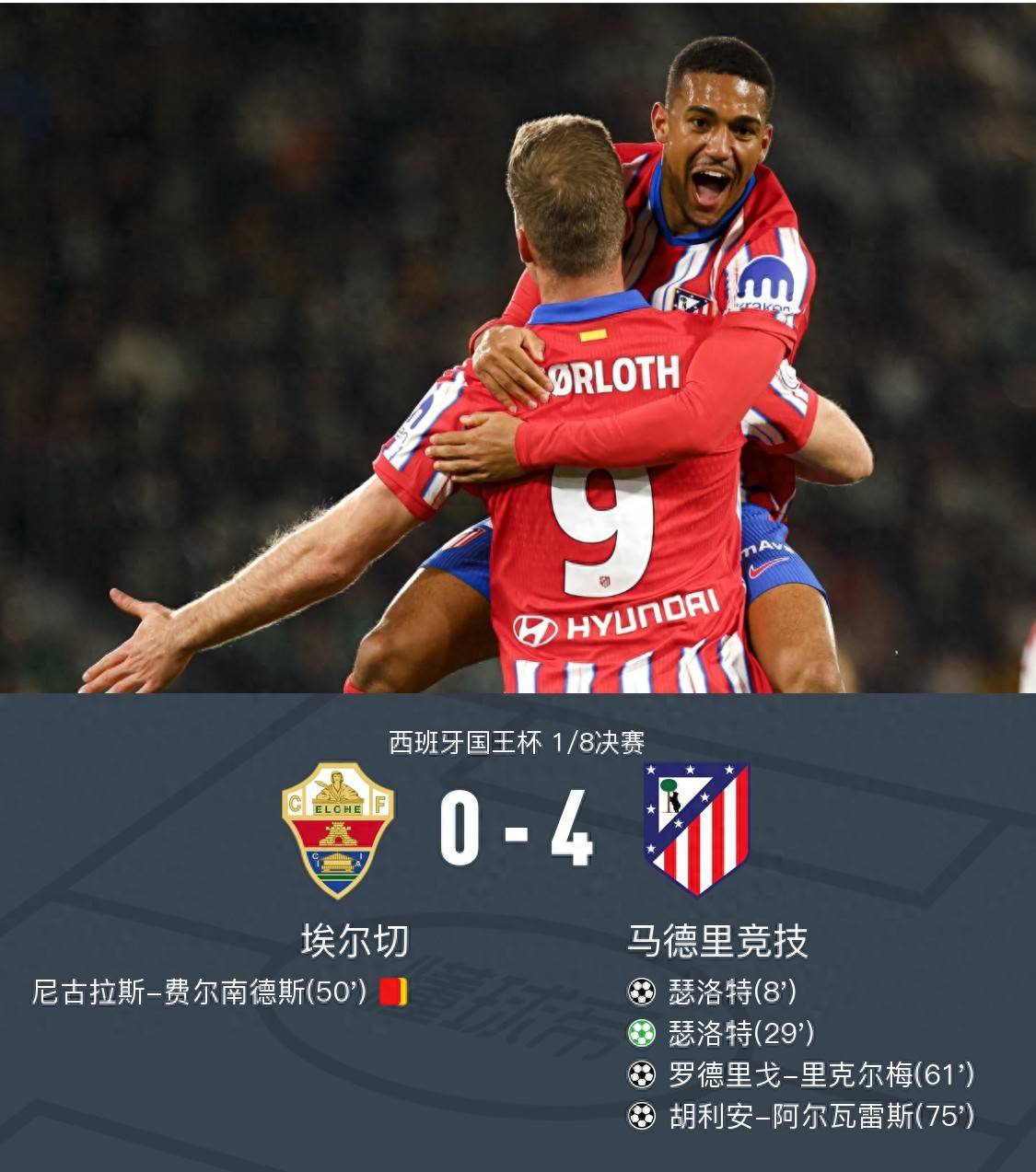 马德里竞技大胜切尔西，锁定晋级
